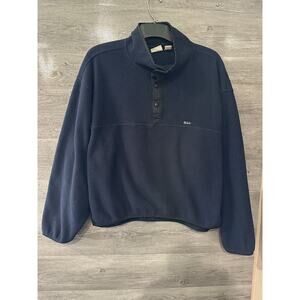 Woolrich Sweater Mens 2XL XXL Blue Fleece Polartec Snap Pullover